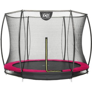 EXIT Silhouette tappeto elastico da incasso D244cm con rete di sicurezza rosa, vista frontale.
