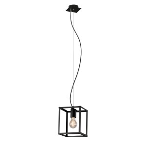 Suspension noire Briloner au design vintage avec abat-jour cubique.