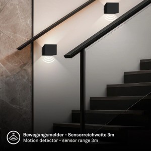 Briloner® Wandleuchte Borra Schwarz (HxBxT) 10,5 x 8 x 10 cm / 1,5 W / 100 lm