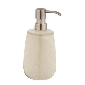 Beiger Wenko Seifenspender Sirmione aus Keramik mit Kupfer-Pumpe, 430 ml.