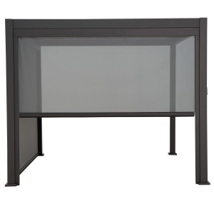Tenda da sole Mirador 4 m antracite per coperture per patio, parzialmente abbassata.