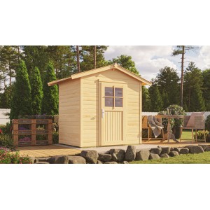 Casetta da giardino in legno Monza OBI Outdoor Living con tetto a due falde, non trattata, 205x174 cm.