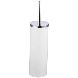 Ensemble brosse WC MSV en métal blanc. Brosse WC avec support.