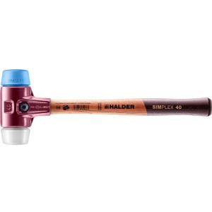 Maillet Halder Simplex D40 : Marteau avec insert bleu TPE-soft et blanc Superplastique.
