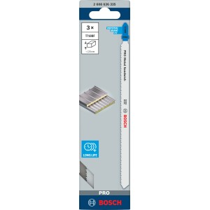 Lame per seghetto alternativo Bosch T718BF, 3 pezzi, per pannelli sandwich metallici fino a 120 mm di spessore.