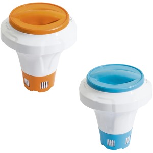 Diffuseur flottant de produits chimiques pour piscine Bestway orange et bleu pour le dosage des produits chimiques de piscine.
