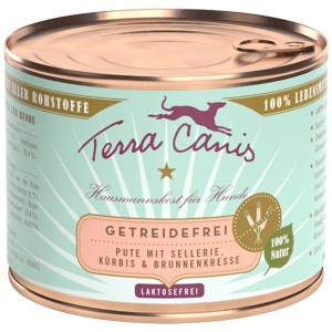 Terra Canis Alimento umido per cani Grain-Free Tacchino, lattina da 200g. Alimento completo per cani.