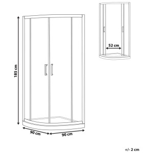 Beliani Cabine de douche Jukatan verre transparent et doré 185 x 90 x 90 cm