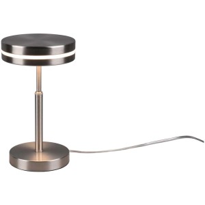 Lampe de table LED moderne Franklin en nickel mat, 6W, 700lm. Lampe design pour table de chevet ou commode.