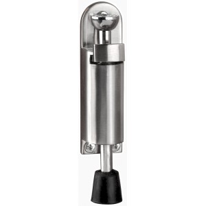 Butoir de porte Burg Wächter TF 125 Ni SB aspect inox avec tampon en caoutchouc noir.