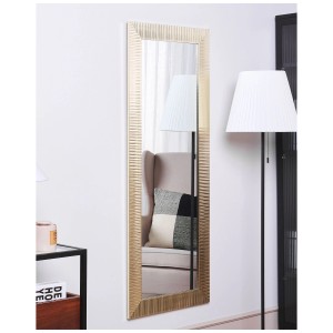 Specchio da parete rettangolare Draveil in oro (50x130 cm) con ampia cornice e motivo a righe.
