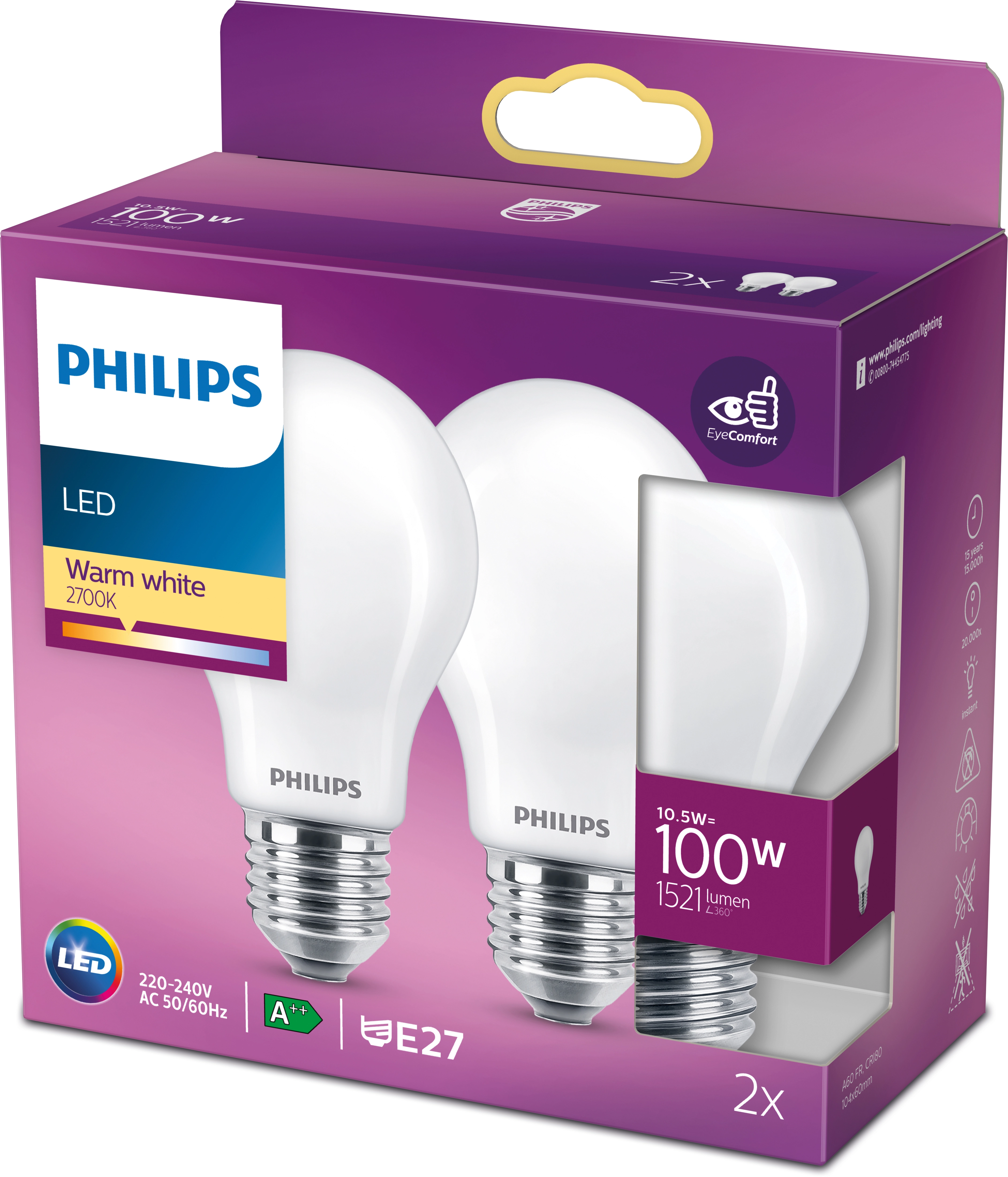 Philips Ampoule LED standard mate Blanc chaud E27 / 100 W / 3