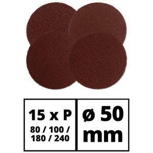 Einhell Set de papier abrasif bois, Ø 50mm, différents grains pour meuleuse d'angle pneumatique.