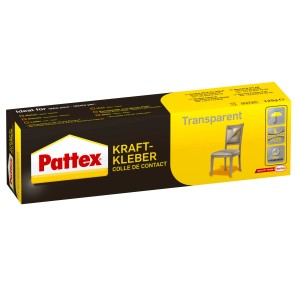Confezione Pattex Kraftkleber Transparent, 125g, ideale per incollaggi trasparenti.