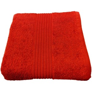 Serviette rouge en coton, 50x90 cm, pliée.