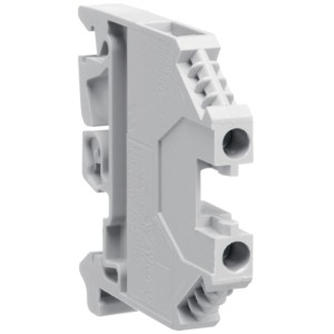 Bornier en L gris 4 mm² pour connecter les conducteurs de phase dans les armoires électriques.