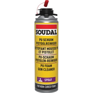 Soudal pulitore per schiuma, bomboletta da 500 ml per rimuovere la schiuma PU fresca.