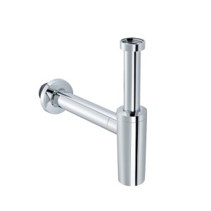 Siphon de lavabo Geberit, chromé, en plastique, pour lavabos standard.
