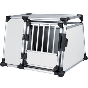 Trasportino in alluminio Trixie, 93x64x81cm, per cani. Robusto trasportino con griglia e chiusura di sicurezza.
