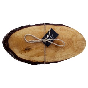Rustikales Holzbrett Rustico von Heidi Cheese Line, 30x15 cm, mit Baumrinde und Kordel.
