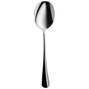 Cuillère brillante en acier inoxydable, partie du set de couverts Beliani Rotini. Vaisselle argentée pour 12 personnes.