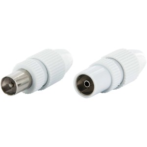 Kit de connecteurs IEC Schwaiger quickFix, en deux parties, pour connexion d'antenne de TV et amplificateur.