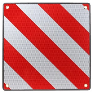 Pannello di segnalazione 2in1 Italia/Spagna, 50x50 cm, alluminio, strisce rosse e bianche per carichi sporgenti.