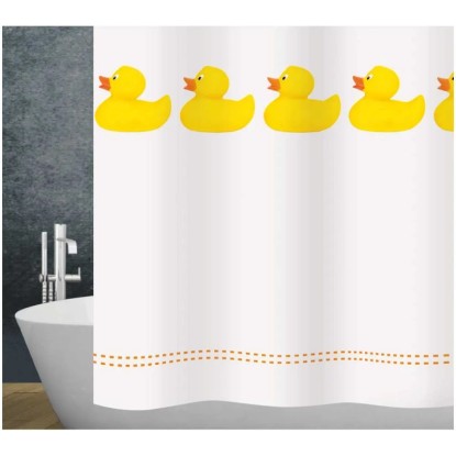 Diaqua® Duschvorhang Duckie Textil Weiss-Gelb 240 x 180 cm