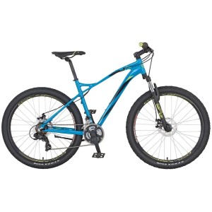 Mountain bike Prophete Graveler in alluminio blu da 27,5 pollici con 21 marce.