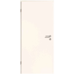 Porta interna CPL bianca, bianco seta, DIN sinistra, con maniglia. Robusta e facile da pulire.