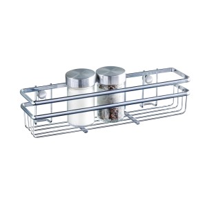 Étagère à épices Wenko Style Silver Shiny, métal chromé avec deux pots à épices.