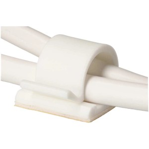Lot de serre-câbles adhésifs blancs, 18 mm, 10 pièces, pour la gestion des câbles.