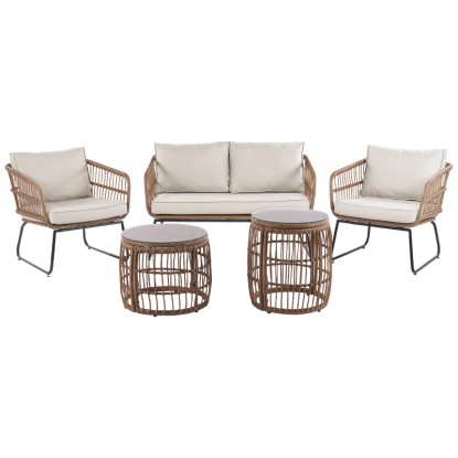 Beliani Lounge-Set Ravello 4-Sitzer Polyrattan Beige