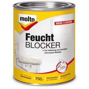 Dose Molto Feucht-Blocker, matte Isolierfarbe gegen Feuchtigkeit für Wände und Decken, 750 ml.