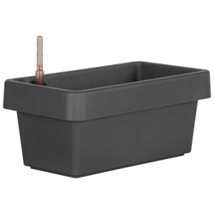 Jardinière en plastique anthracite Geli Viva avec indicateur de niveau d'eau.