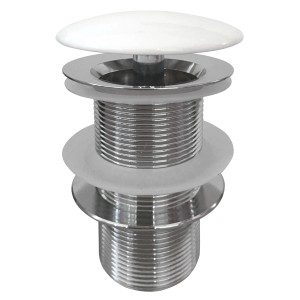 Bonde de vidange Domberg DB4001 pour lavabo sans trop-plein, couvercle en céramique blanc.