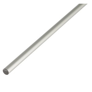 Barre ronde en aluminium anodisé argent, diamètre 12 mm, longueur 1000 mm.