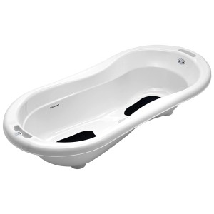 Baignoire blanche Rotho Top Xtray, longueur 105 cm, avec tapis antidérapants.