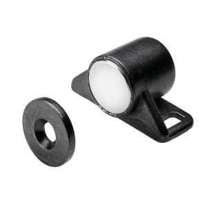 Fermaglio magnetico regolabile Hettich in gunmetal per ante di mobili. Utile in casa per una chiusura delicata.