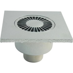 Bonde de sol chromée Marley DN 50, 150x150 mm, adaptée aux tuyaux HT.