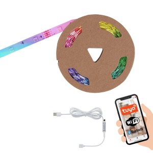 Brilo Wifi-LED-Strip 5m mit USB, App- und Sprachsteuerung, RGB, kürzbar, mit Fernbedienung.