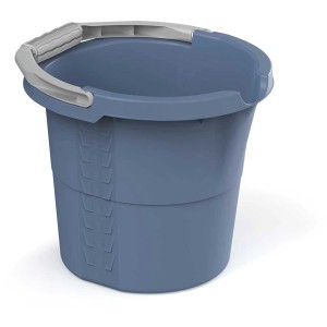 Secchio graduato Rotho Daily blu, 10 litri, con manico grigio. Pratico secchio per la pulizia.