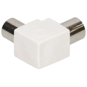 Adattatore antenna Schwaiger 90° bianco, adattatore angolare per cavo antenna.