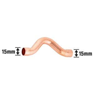 Curva a saldare in rame, Ø 15 mm, per collegamenti permanenti di tubi.