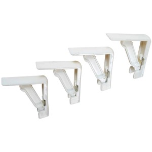 Set di 4 fermatovaglia Happy People in plastica bianca con molla in metallo.