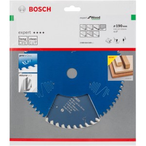 Lama per sega circolare Bosch Expert for Wood, 190mm, 48 denti. Lama blu per tagli puliti nel legno.