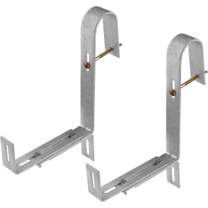 Lot de 2 supports pour jardinière en acier galvanisé à chaud, 220 mm, pour rambardes jusqu'à 6,5 cm Ø.
