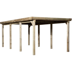 Weka Carport a tetto piatto 617 Gr. 2 in legno con tetto in lamiera trapezoidale, 322x612cm.