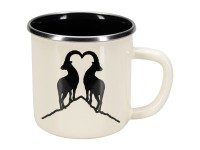 Nouvel Tee- und Kaffee-Mug Ivory Steinbock Emaille Beige Schwarz Ø 9 cm