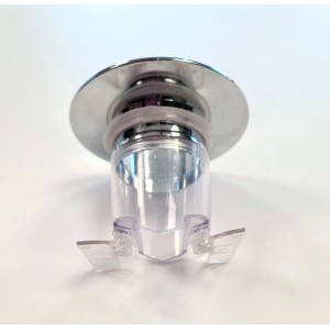 Bouchon de vidange Starlyf en plastique avec capuchon chromé et panier-filtre transparent pour lavabos.